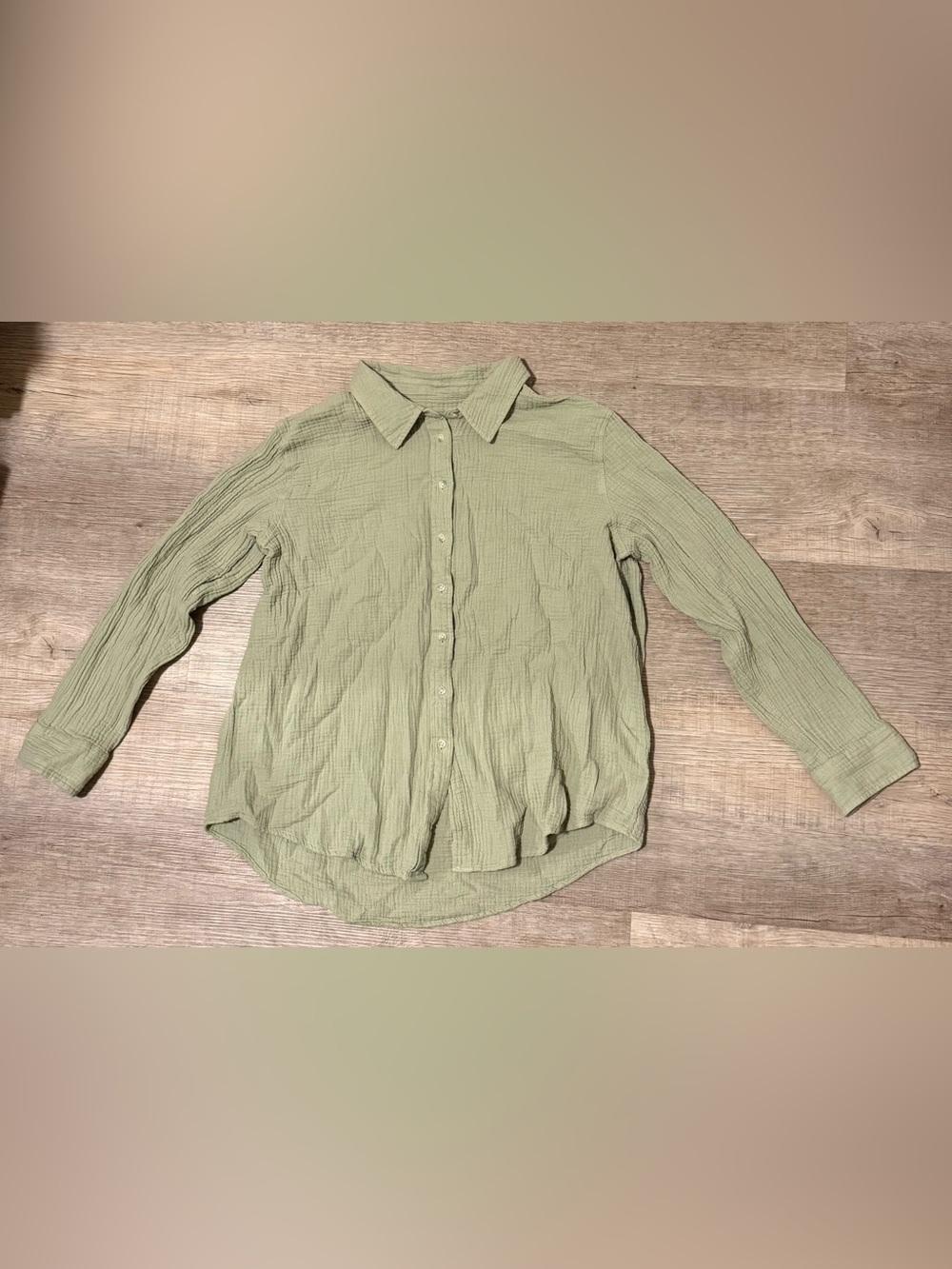 Universal Thread Sage Green Double Gauze  Set XL Button-Up Shirt, Wide Leg Pant